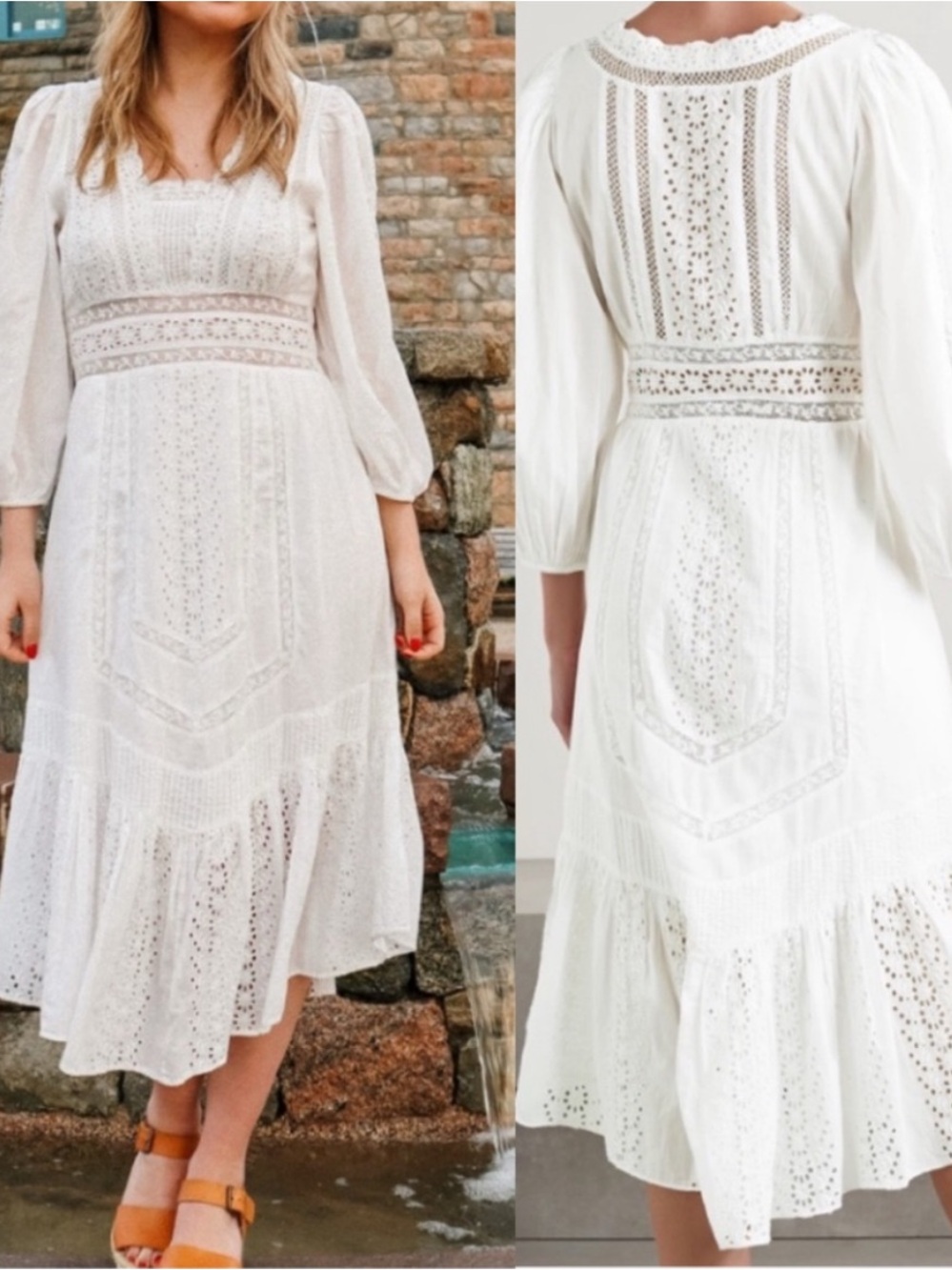 LoveShackFancy Garrison Dress | Eyelet Cottagecore Coquette Romantic Bridal 2 - Picture 15 of 16